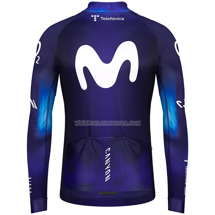 2023 Ropa Ciclismo Movistar Azul Blanco Mangas Largas y Culotte Largo